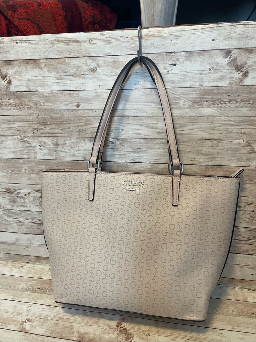 GUESS Pale Pink Tote Bag with Signature Logo